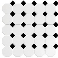 Alameda White Black Octagon Porcelain mosaics